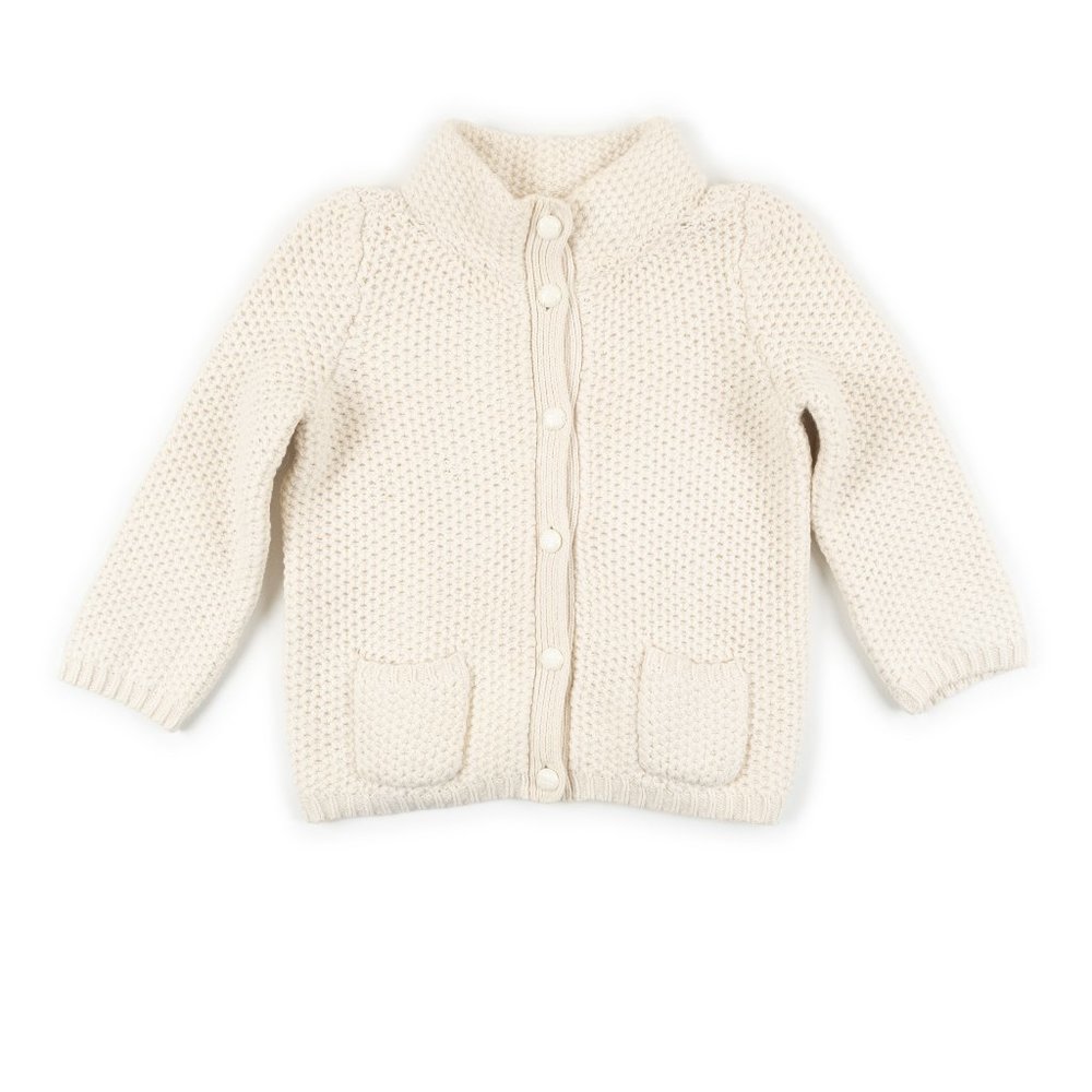 TALBOTS off-white button down cable knit cardigan sweater size S